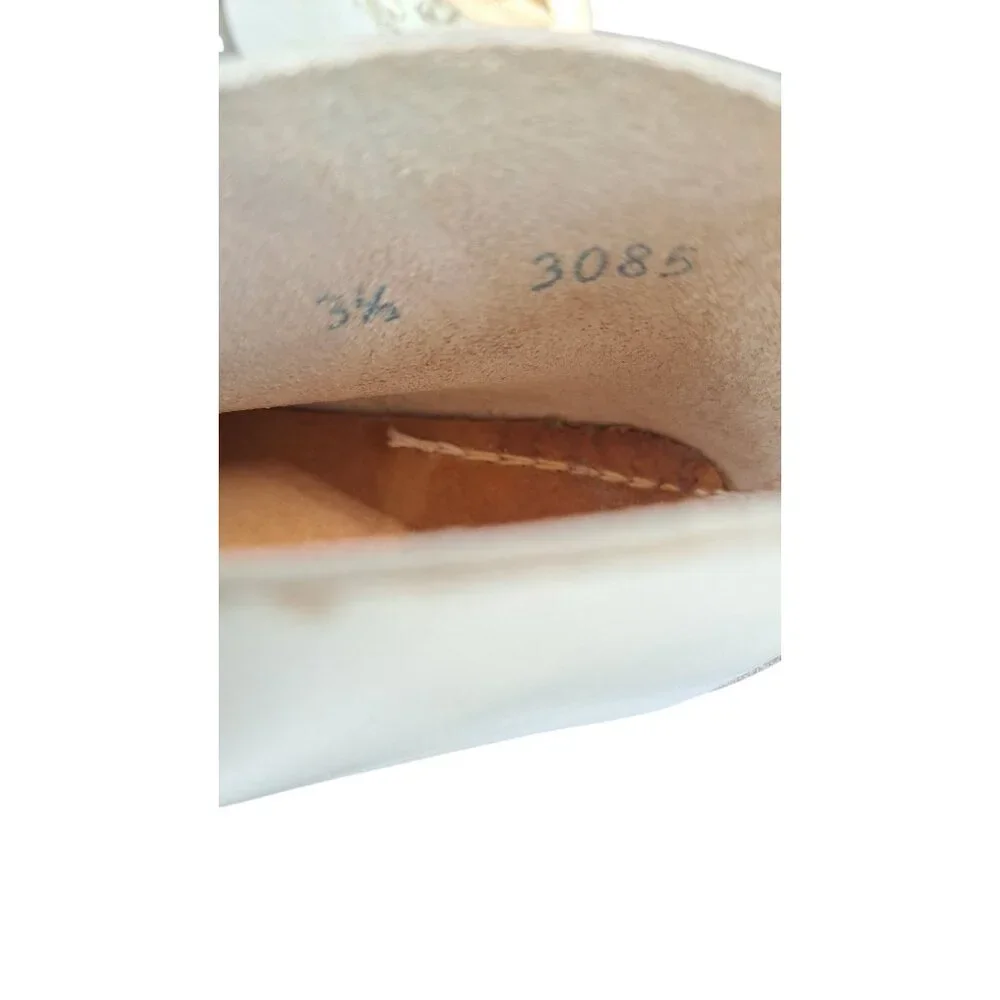 Vintage Baby Leather Lace Up Ankle Boots Shoes Cream Size 3.5 Hand Lasted Mocs